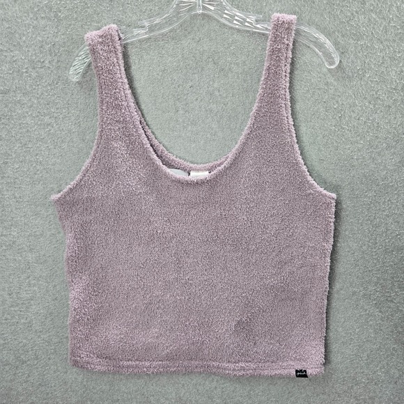 Pink Victorias Secret Women Sleepwear XL Pink Fuzzy Sherpa Tank Top Pullover - Picture 1 of 9